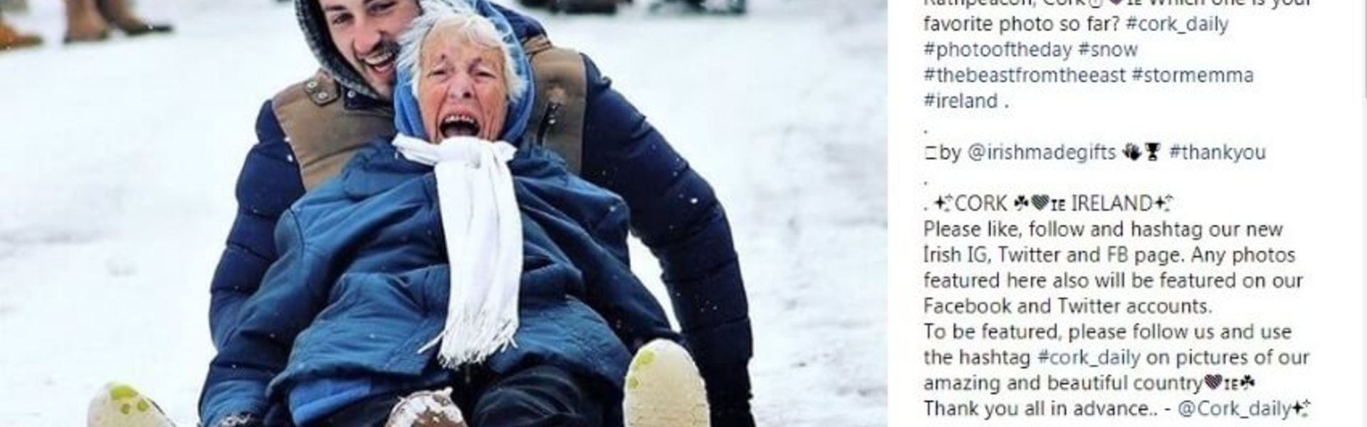 Irish Grandma sleds through the storm