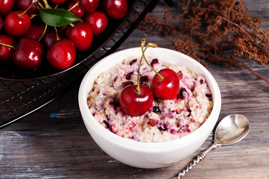 Cherry and coconut porridge