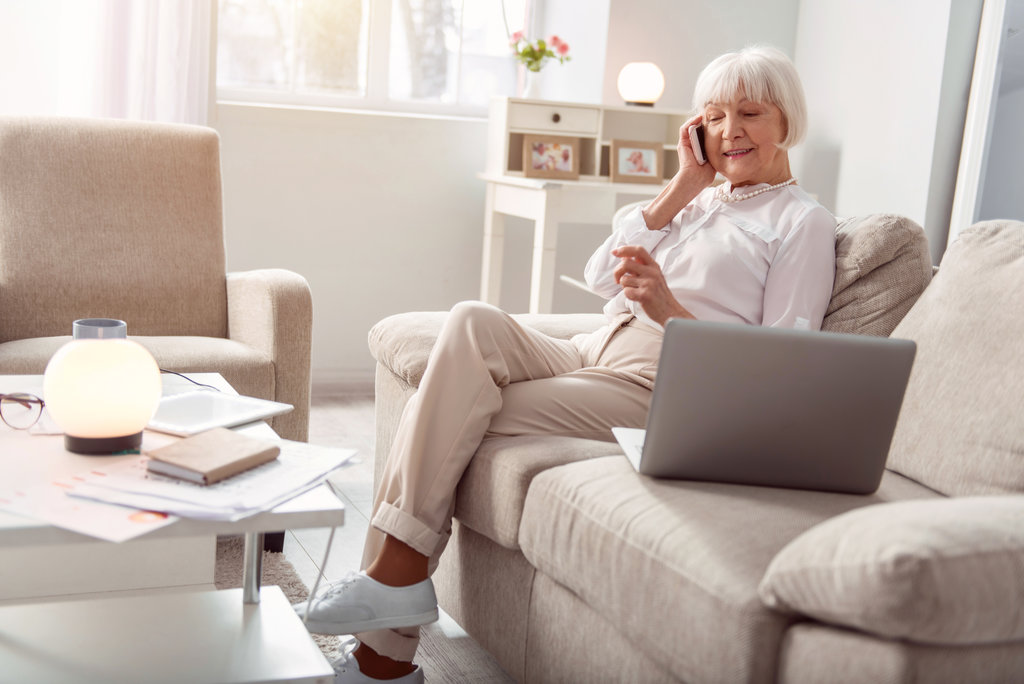 Grandmother using a laptop