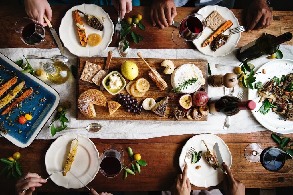 A dinner party spread