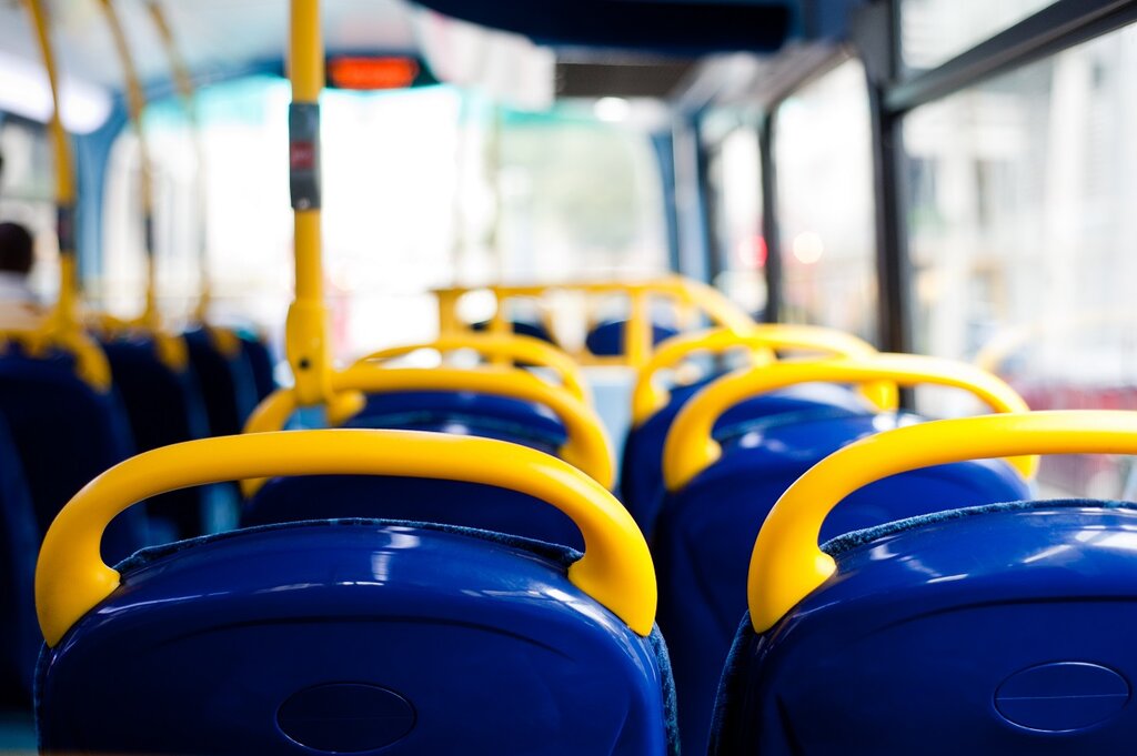 Empty seats on a bus