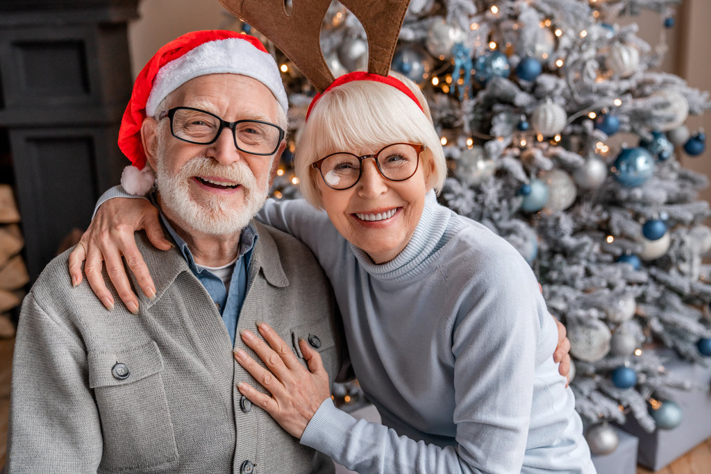 Grandparents posing at Christmas