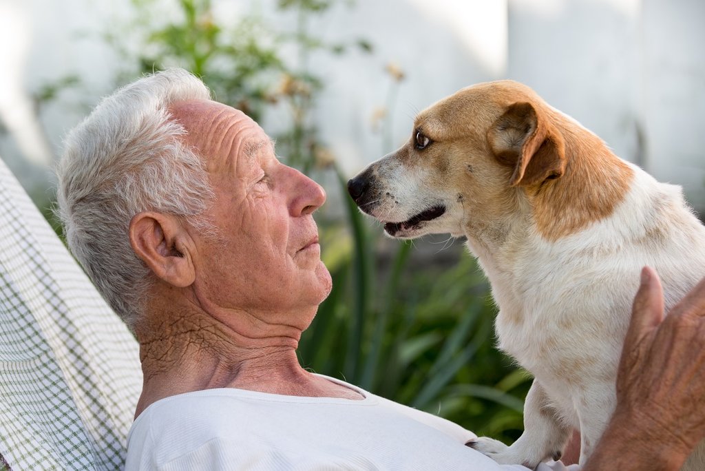 Older man with dog