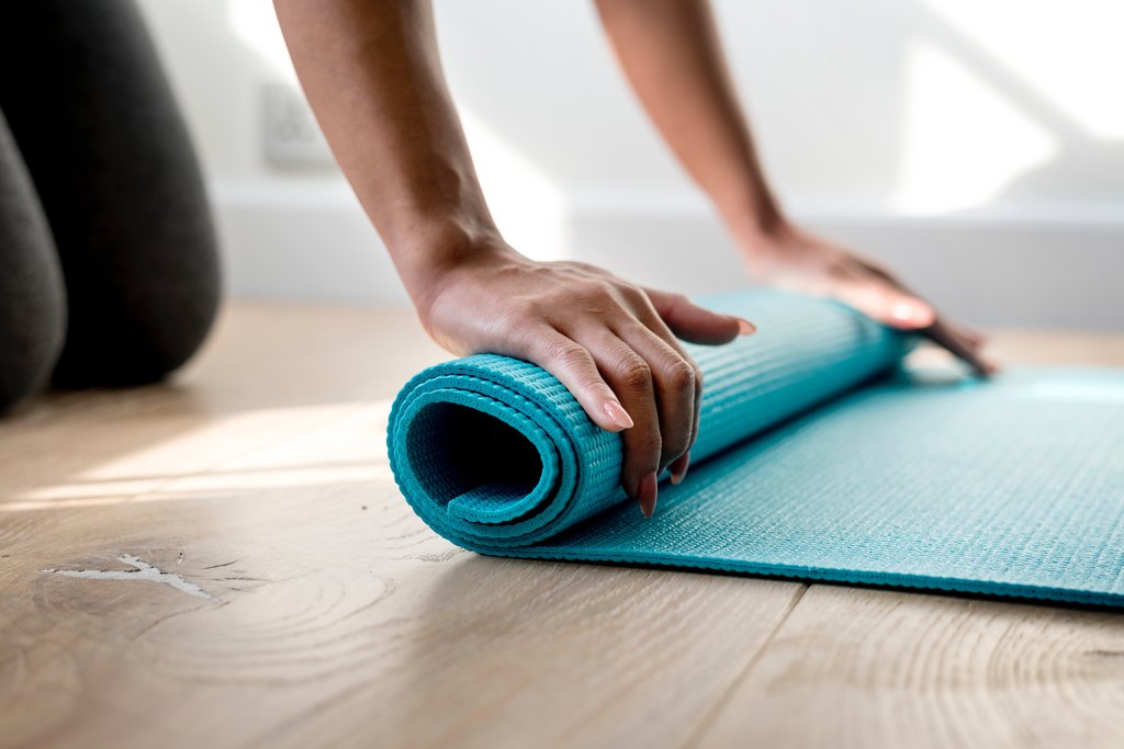 A roll mat used for yoga