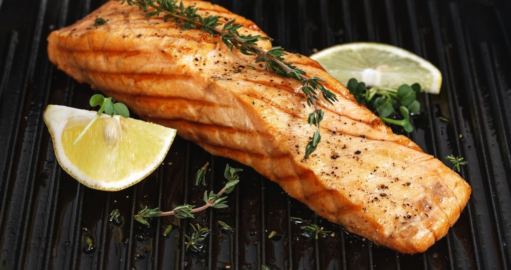 Salmon being cooked