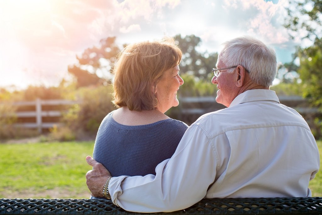 Older couple on bench