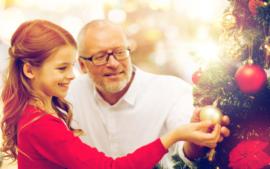 Grandparent and grandchild at Christmas