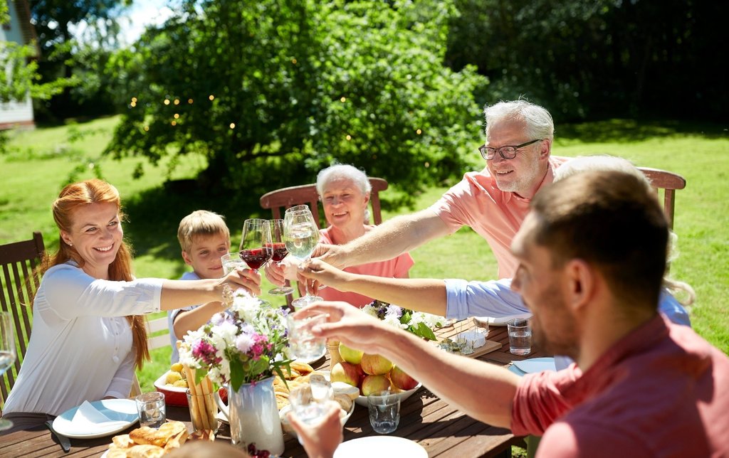 A family having dinner