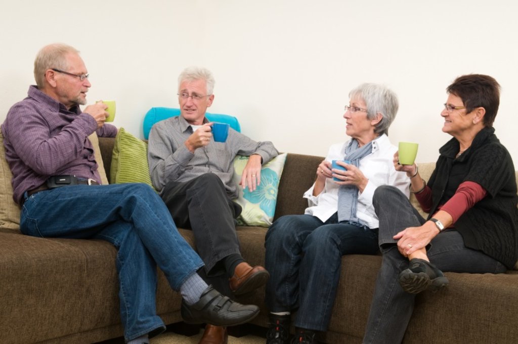 Older people drinking tea