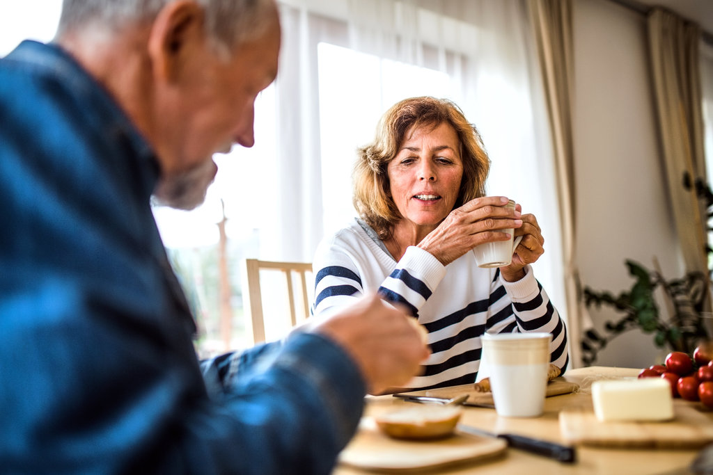 Couple having breakfast