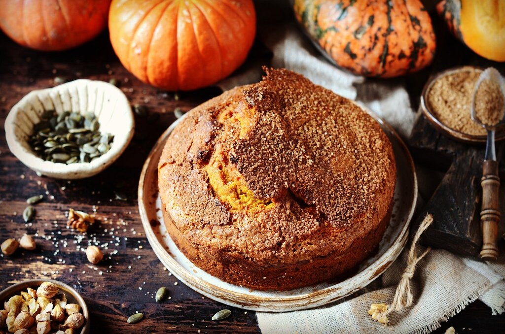 Pumpkin cake on display