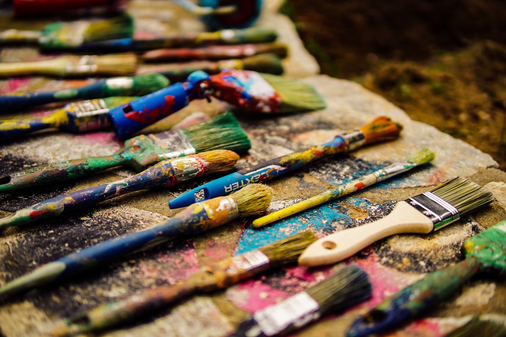 Paintbrushes used for painting