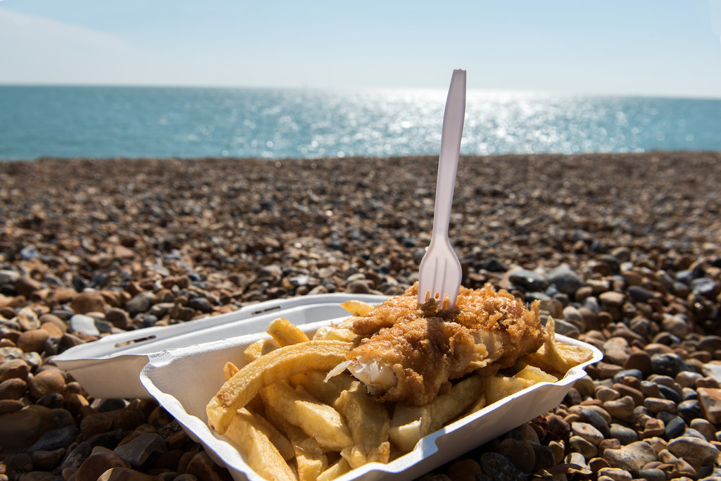 Fish and chips on the beach