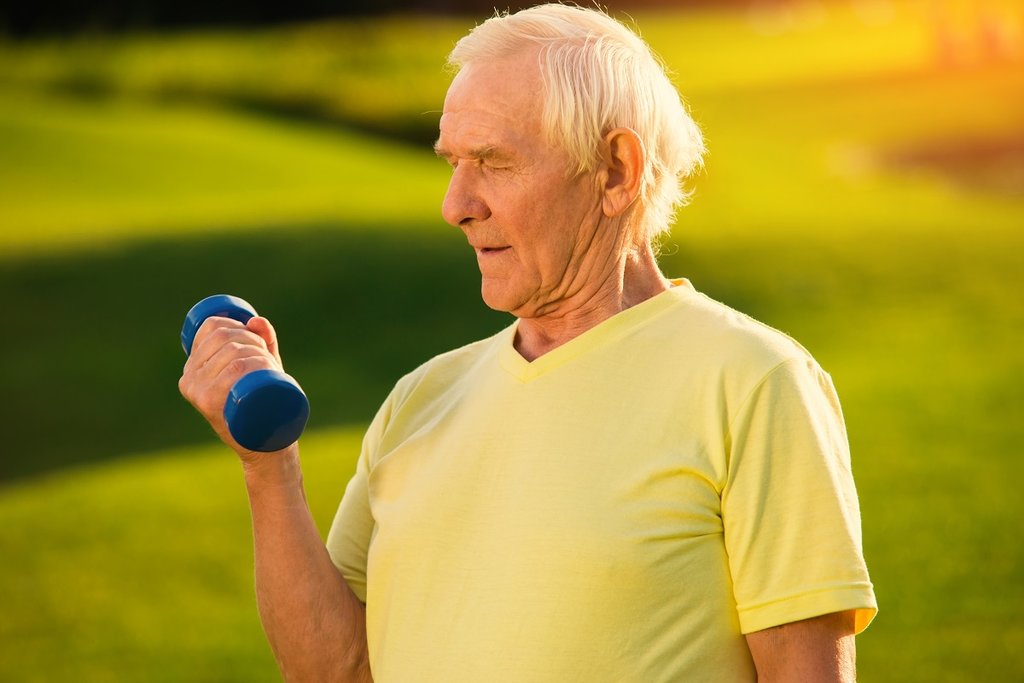 Older man working out