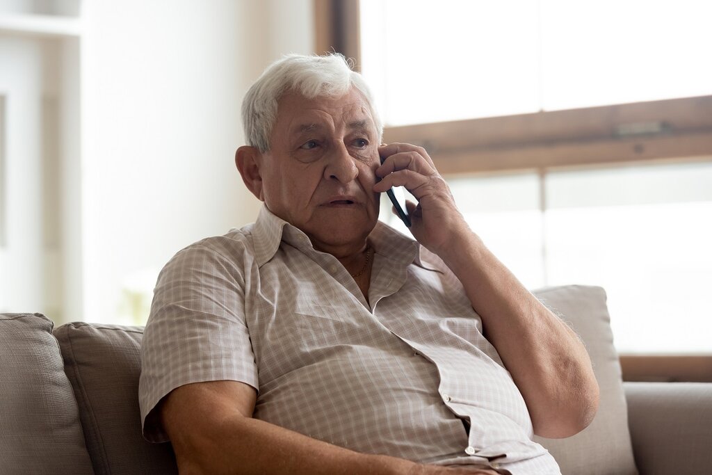 Elderly man on the phone