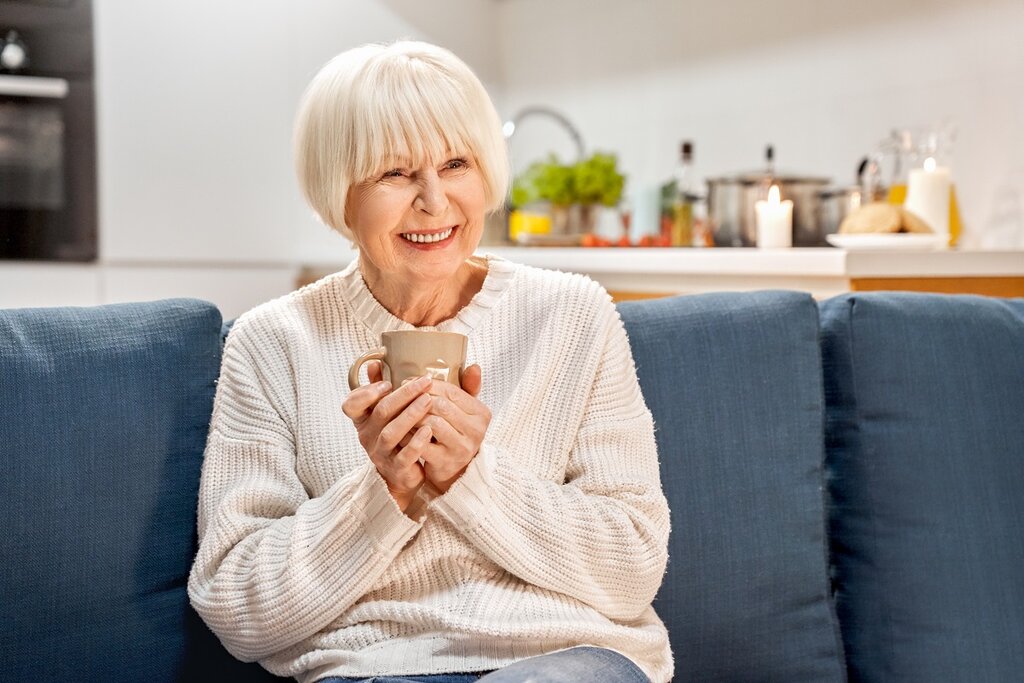 Older woman on sofa