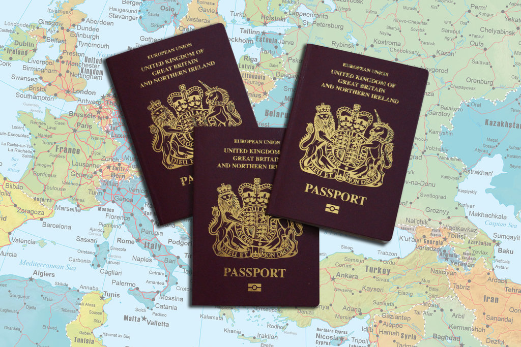 Passports on map