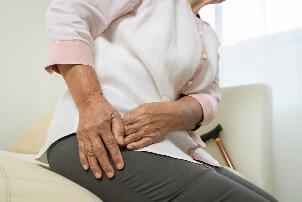 Senior woman with painful hip