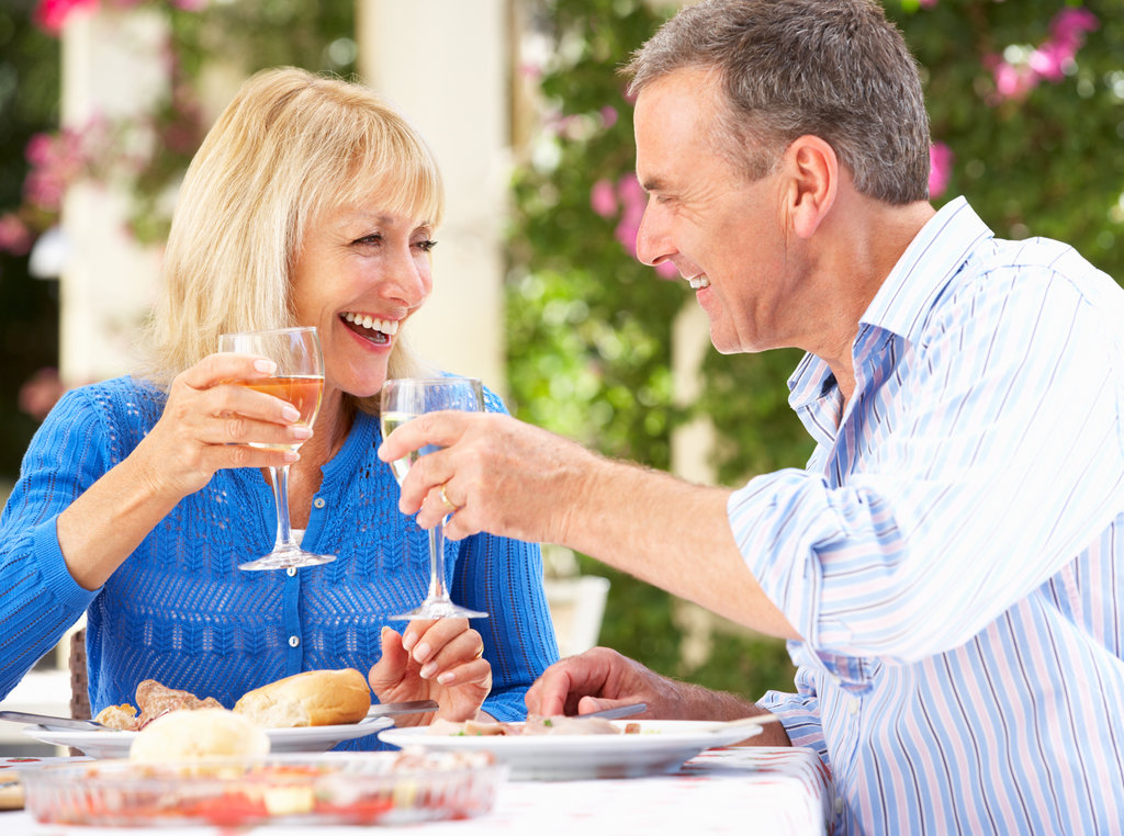 Couple with a glass of wine