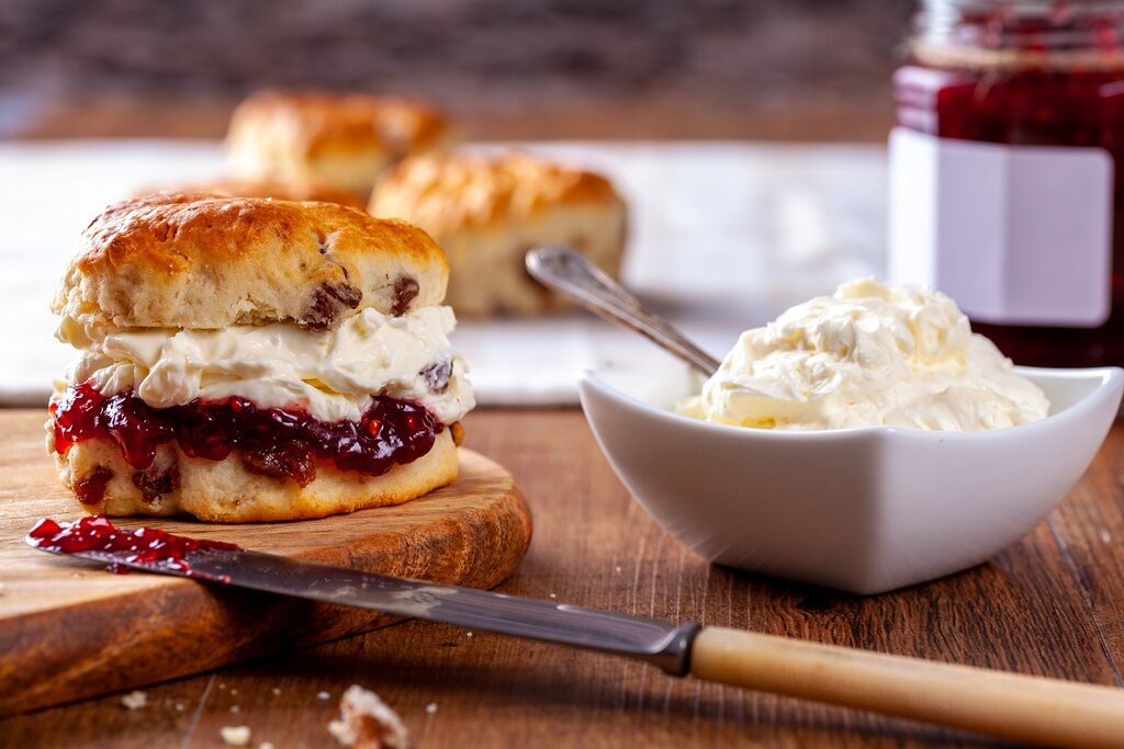 A cream tea on a table