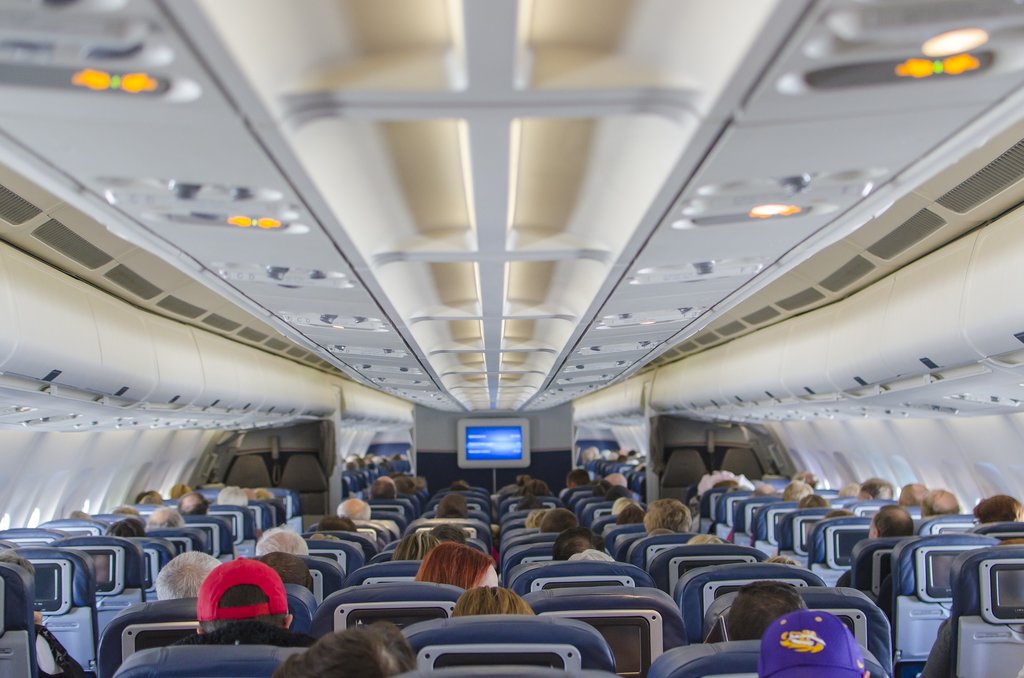 Aircraft cabin during a flight