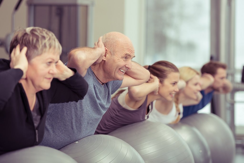 older people in fitness class