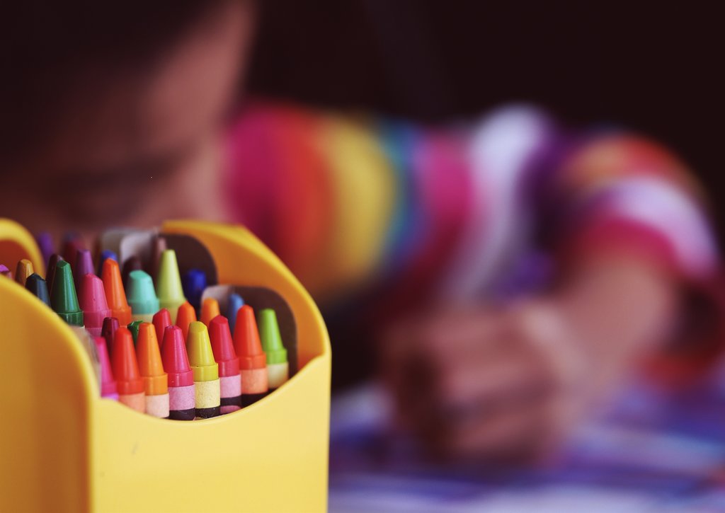 Child using crayons