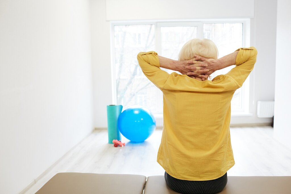 Senior woman stretching